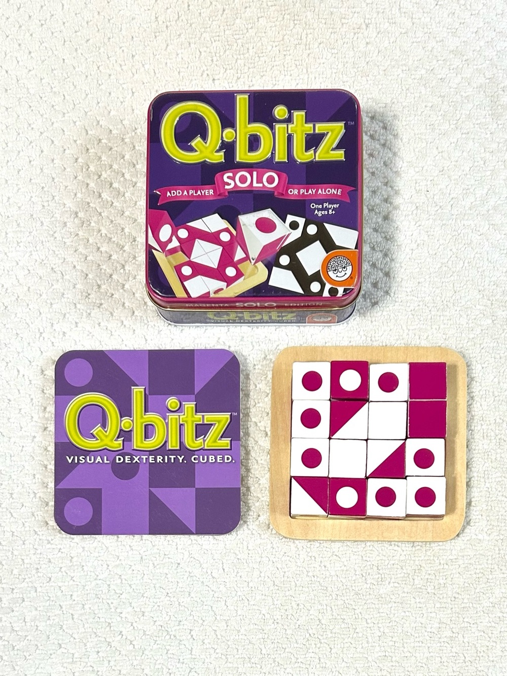 4/$20 Q-bitz Solo in Metal Tin. Visual Dexterity. Cubed.